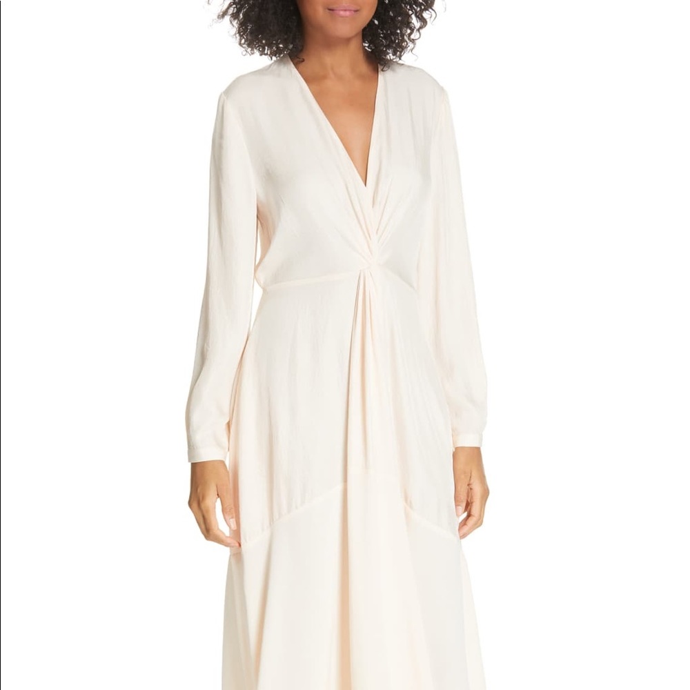 Vince long sleeve twist drape dress